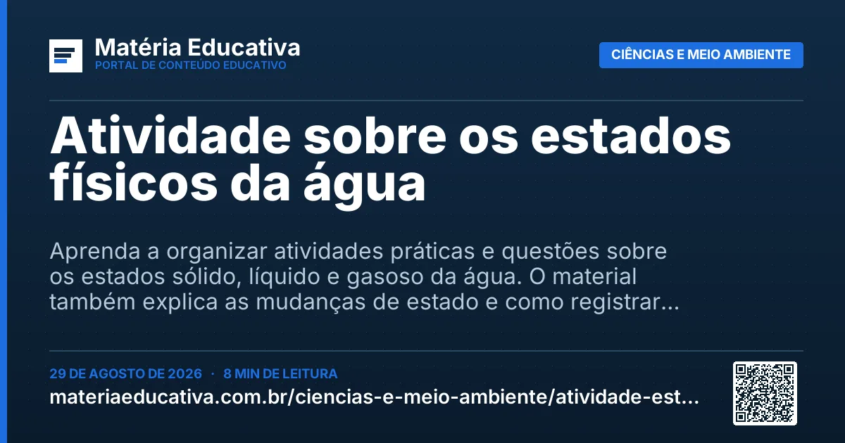 Resumo visual: Atividade sobre os estados físicos da água