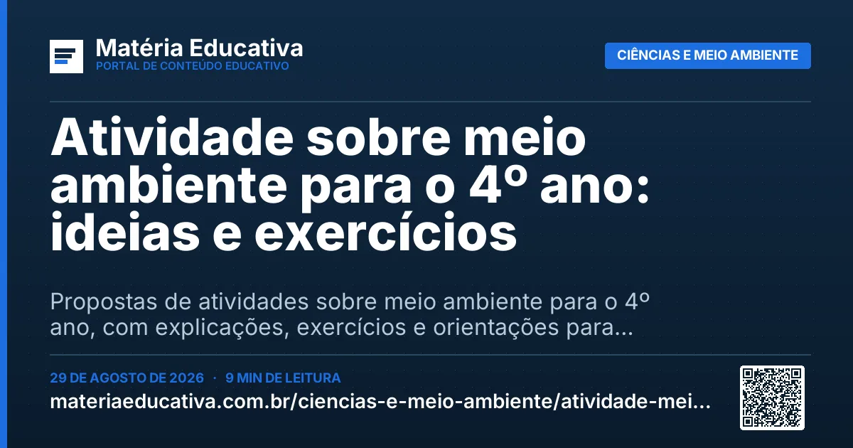 Resumo visual: Atividade sobre meio ambiente para o 4º ano: ideias e exercícios