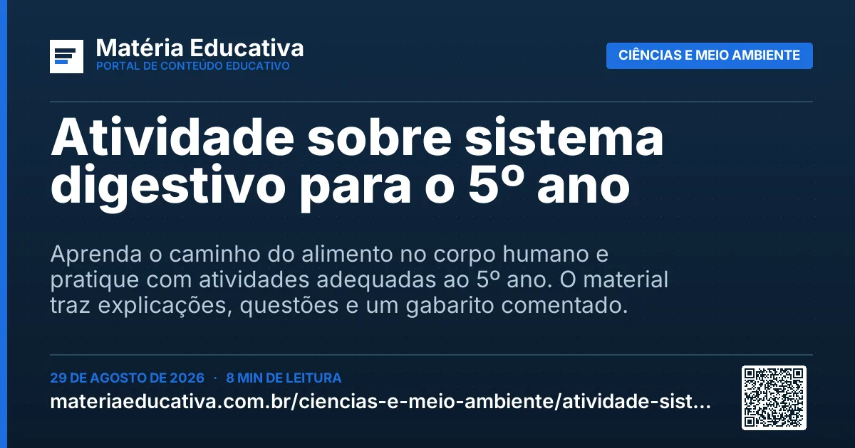 Resumo visual: Atividade sobre sistema digestivo para o 5º ano