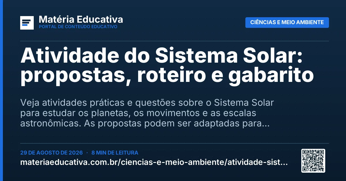 Resumo visual: Atividade do Sistema Solar: propostas, roteiro e gabarito