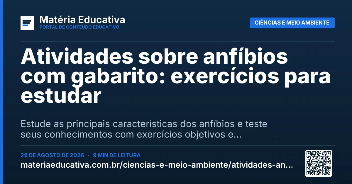 Resumo visual: Atividades sobre anfíbios com gabarito: exercícios para estudar