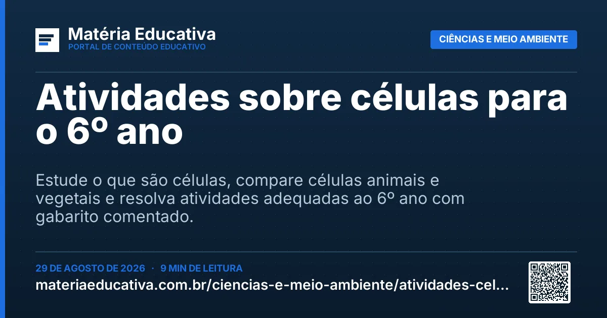 Resumo visual: Atividades sobre células para o 6º ano