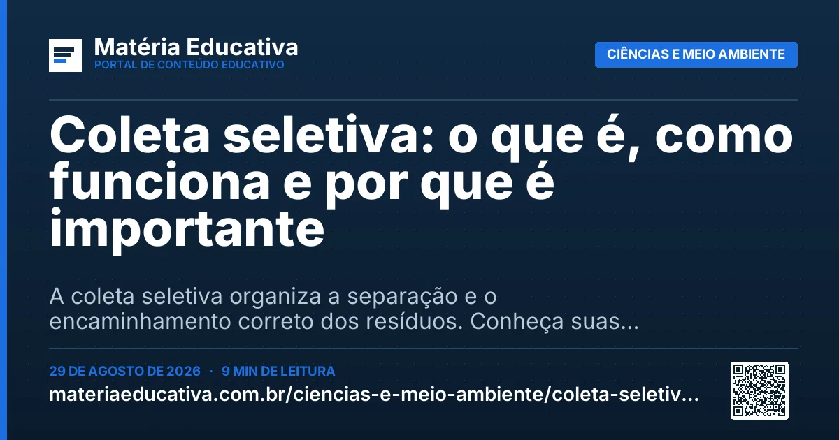 Resumo visual: Coleta seletiva: o que é, como funciona e por que é importante