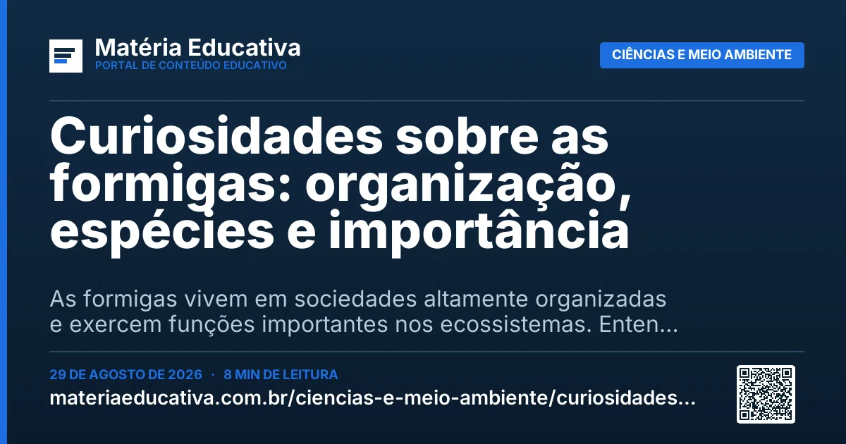 Resumo visual: Curiosidades sobre as formigas: organização, espécies e importância