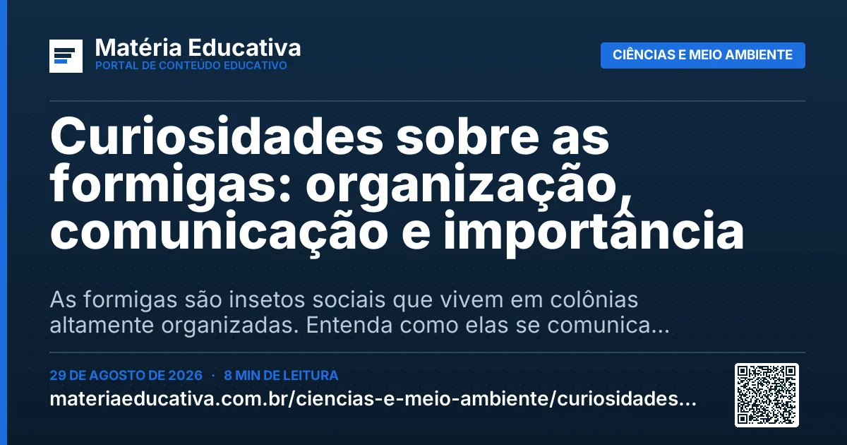 Resumo visual: Curiosidades sobre as formigas: organização, comunicação e importância