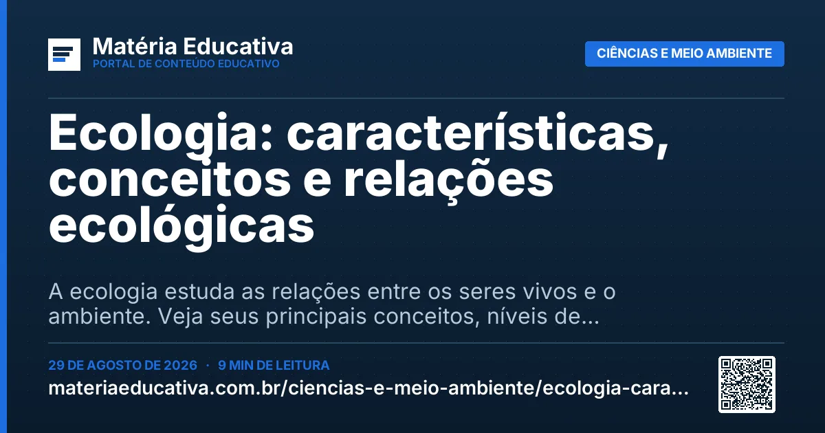 Resumo visual: Ecologia: características, conceitos e relações ecológicas