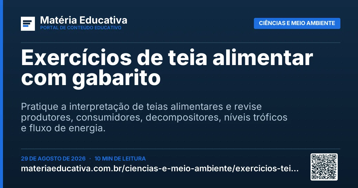 Resumo visual: Exercícios de teia alimentar com gabarito