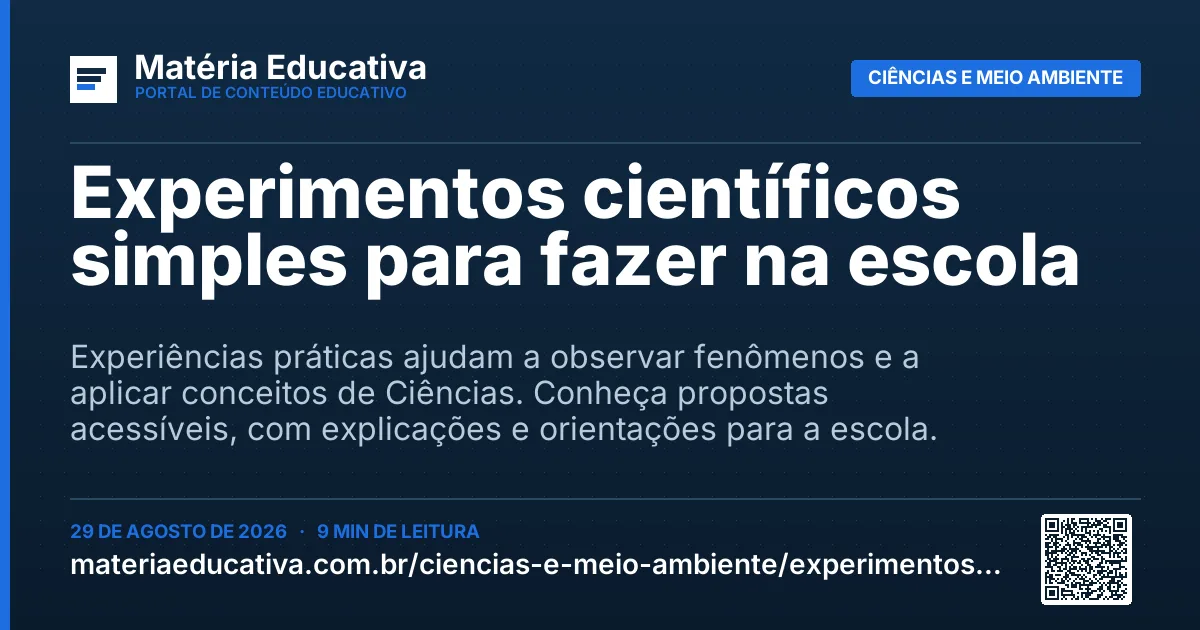 Resumo visual: Experimentos científicos simples para fazer na escola