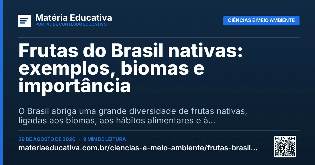 Resumo visual: Frutas do Brasil nativas: exemplos, biomas e importância