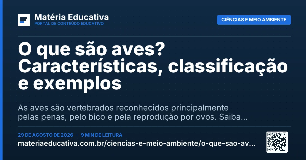 Resumo visual: O que são aves? Características, classificação e exemplos