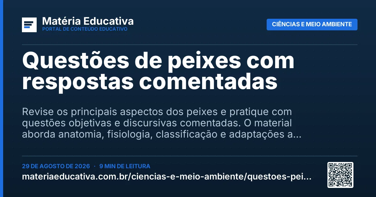 Resumo visual: Questões de peixes com respostas comentadas