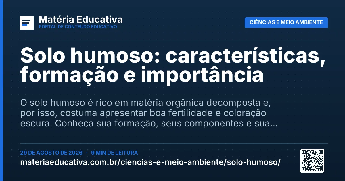 Resumo visual: Solo humoso: características, formação e importância