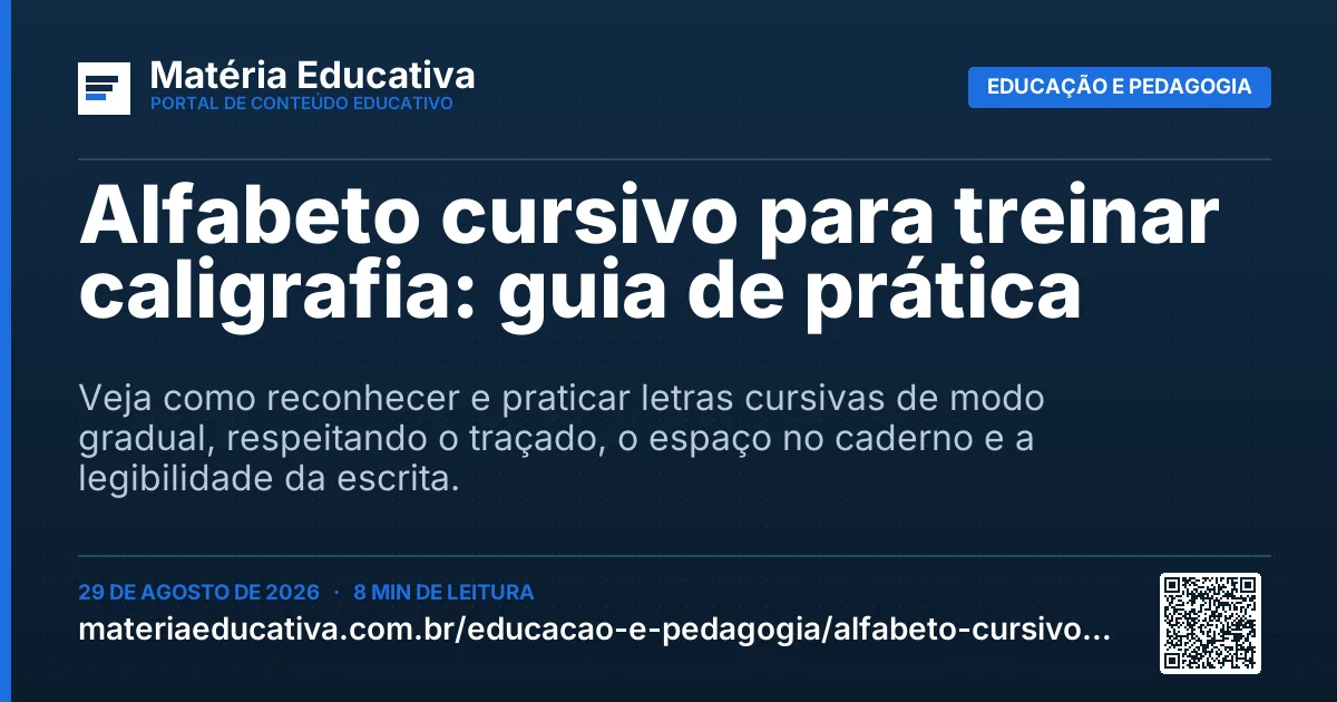 Resumo visual: Alfabeto cursivo para treinar caligrafia: guia de prática