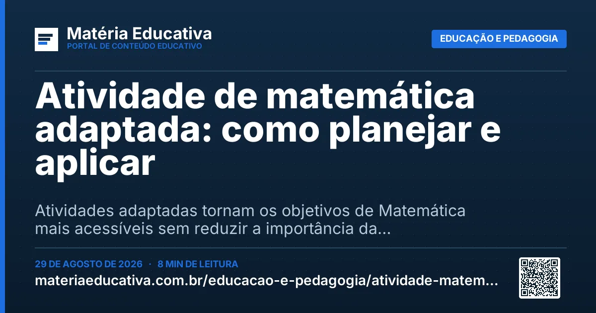 Resumo visual: Atividade de matemática adaptada: como planejar e aplicar