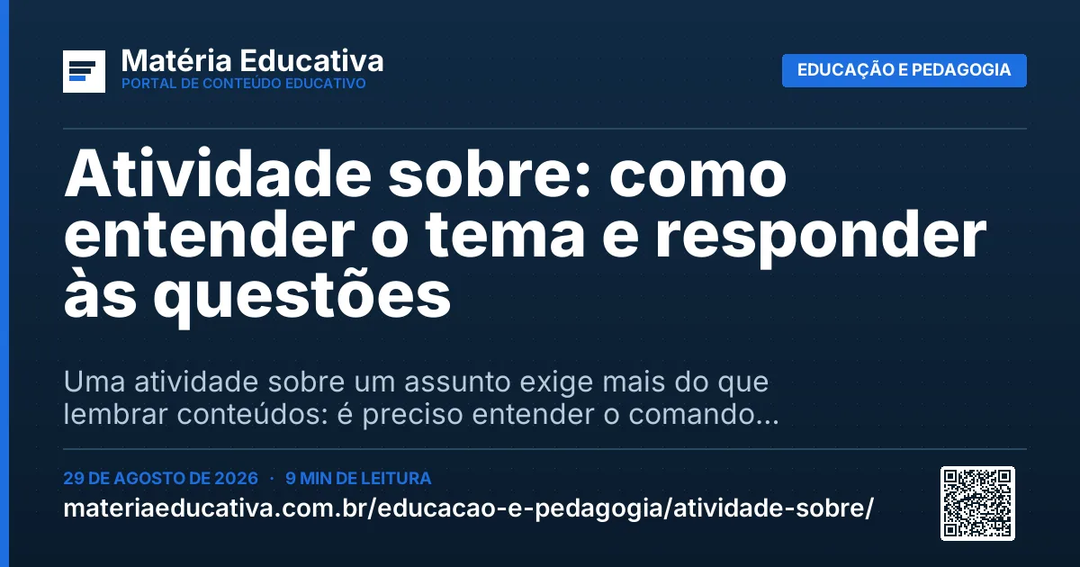 Resumo visual: Atividade sobre: como entender o tema e responder às questões