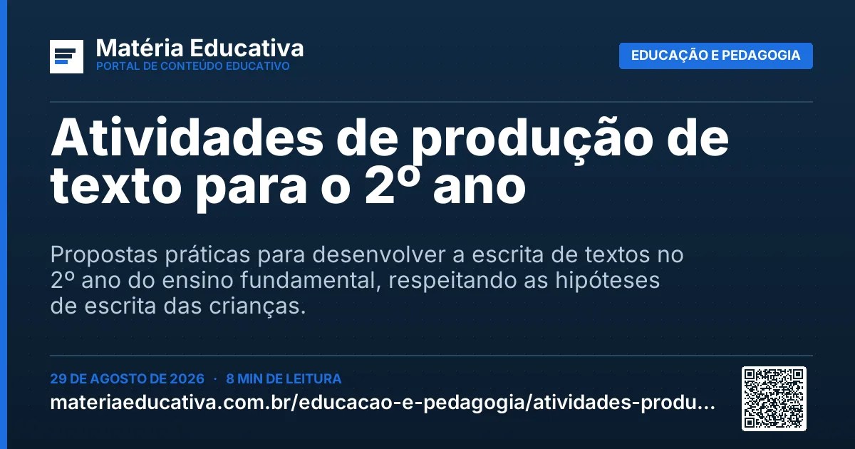 Resumo visual: Atividades de produção de texto para o 2º ano