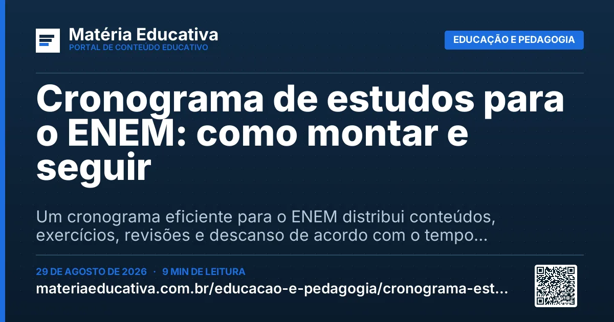Resumo visual: Cronograma de estudos para o ENEM: como montar e seguir