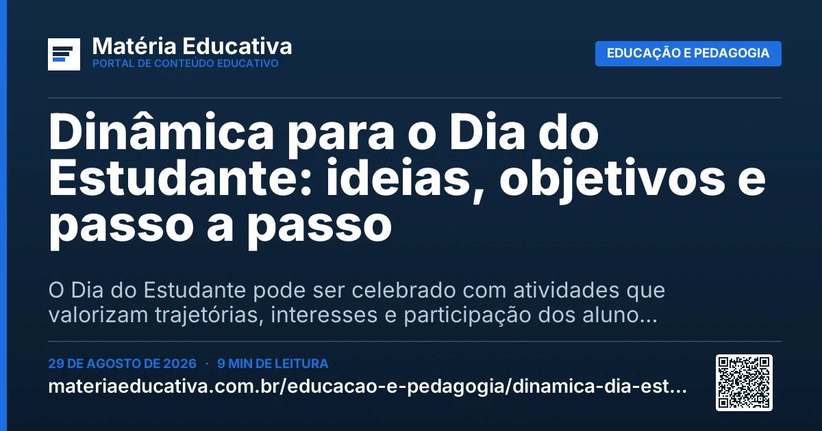 Resumo visual: Dinâmica para o Dia do Estudante: ideias, objetivos e passo a passo