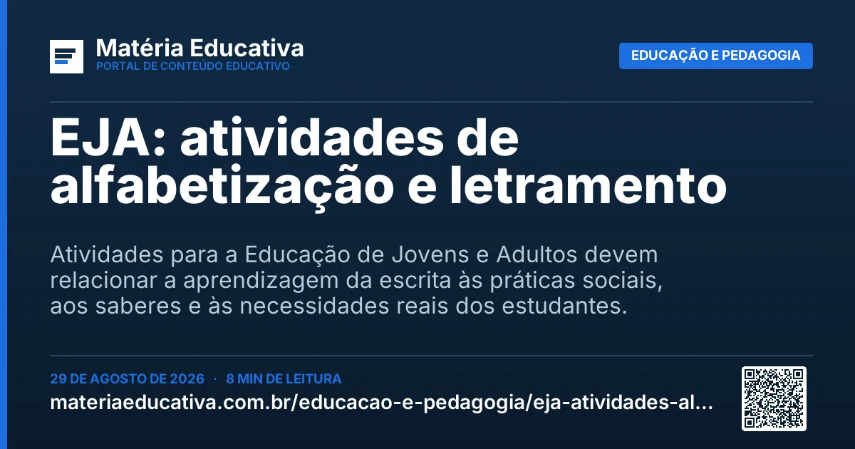 Resumo visual: EJA: atividades de alfabetização e letramento