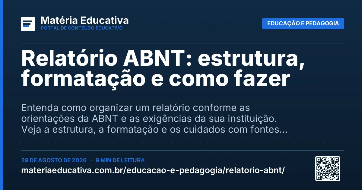 Resumo visual: Relatório ABNT: estrutura, formatação e como fazer