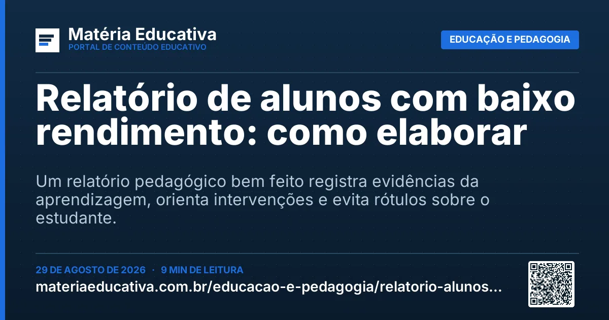 Resumo visual: Relatório de alunos com baixo rendimento: como elaborar