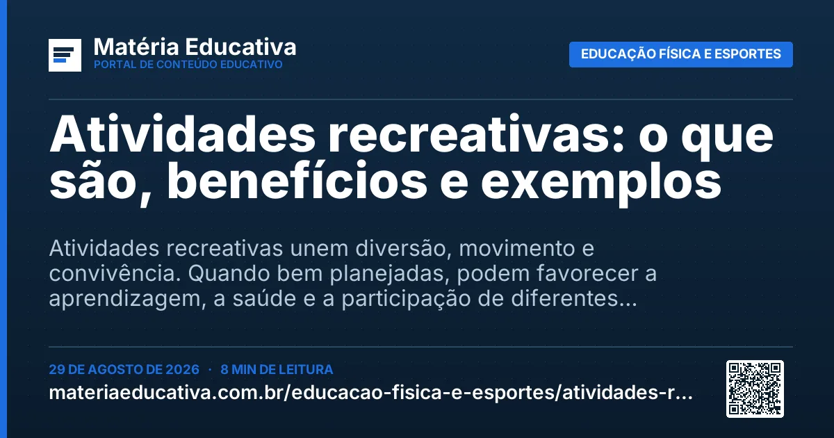 Resumo visual: Atividades recreativas: o que são, benefícios e exemplos