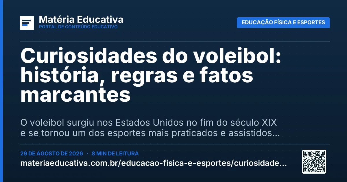 Resumo visual: Curiosidades do voleibol: história, regras e fatos marcantes