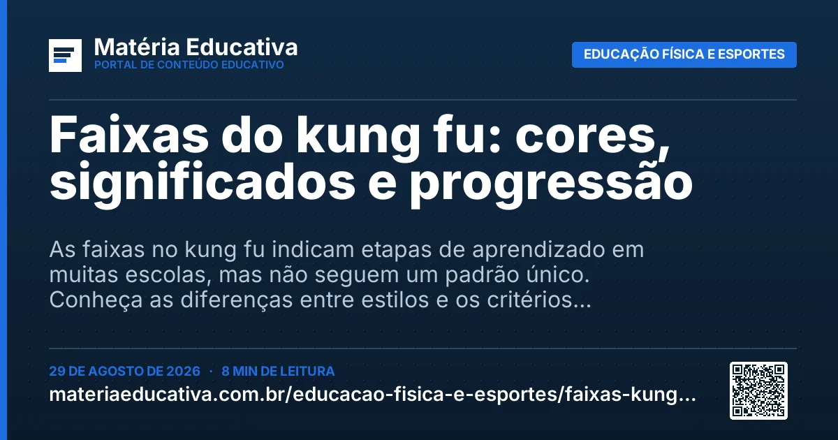 Resumo visual: Faixas do kung fu: cores, significados e progressão