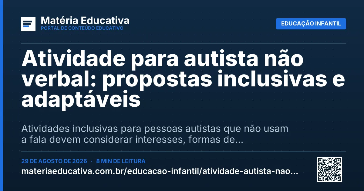 Resumo visual: Atividade para autista não verbal: propostas inclusivas e adaptáveis