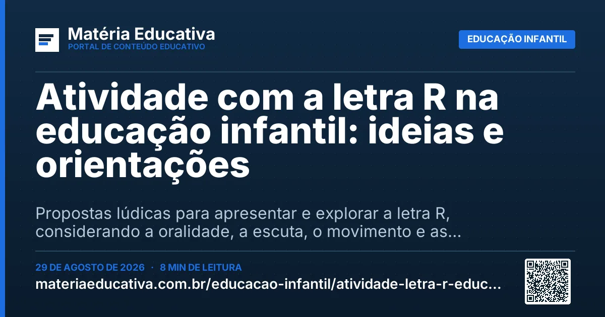 Resumo visual: Atividade com a letra R na educação infantil: ideias e orientações