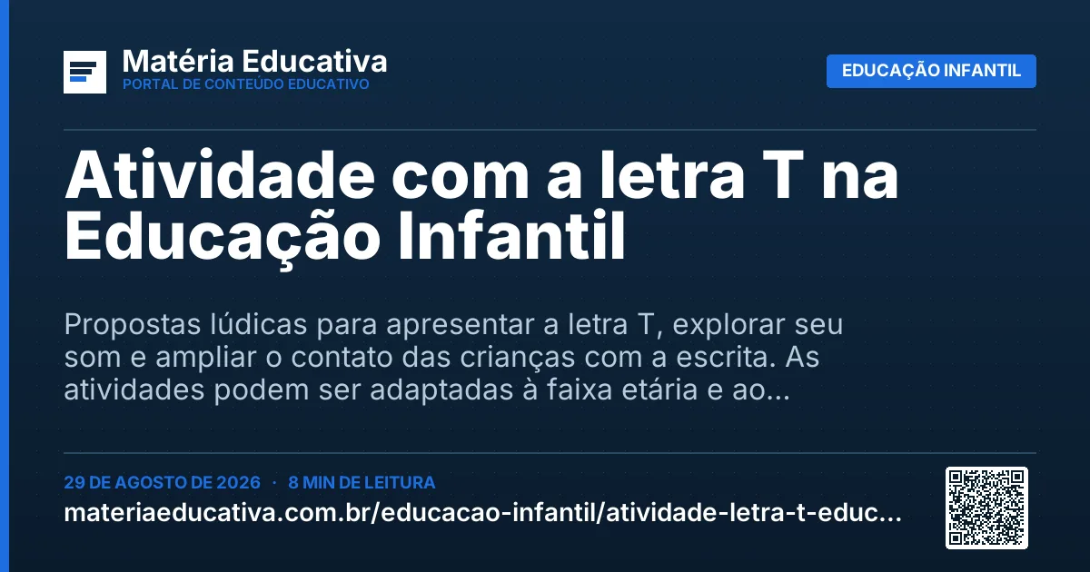 Resumo visual: Atividade com a letra T na Educação Infantil