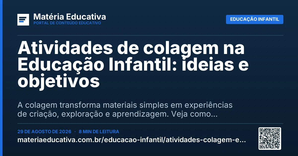 Resumo visual: Atividades de colagem na Educação Infantil: ideias e objetivos