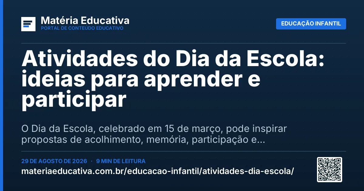 Resumo visual: Atividades do Dia da Escola: ideias para aprender e participar