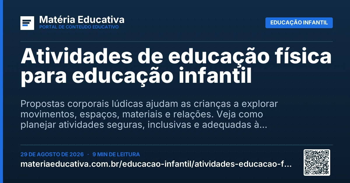 Resumo visual: Atividades de educação física para educação infantil