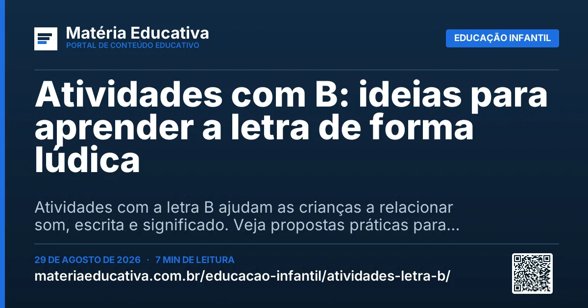 Resumo visual: Atividades com B: ideias para aprender a letra de forma lúdica