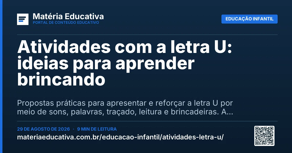 Resumo visual: Atividades com a letra U: ideias para aprender brincando