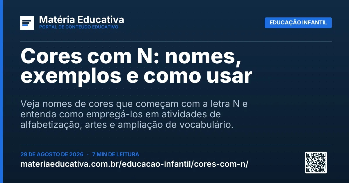 Resumo visual: Cores com N: nomes, exemplos e como usar