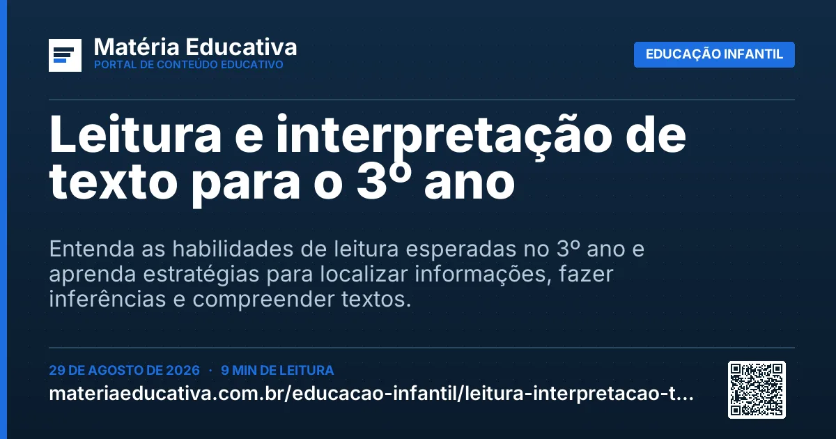Resumo visual: Leitura e interpretação de texto para o 3º ano