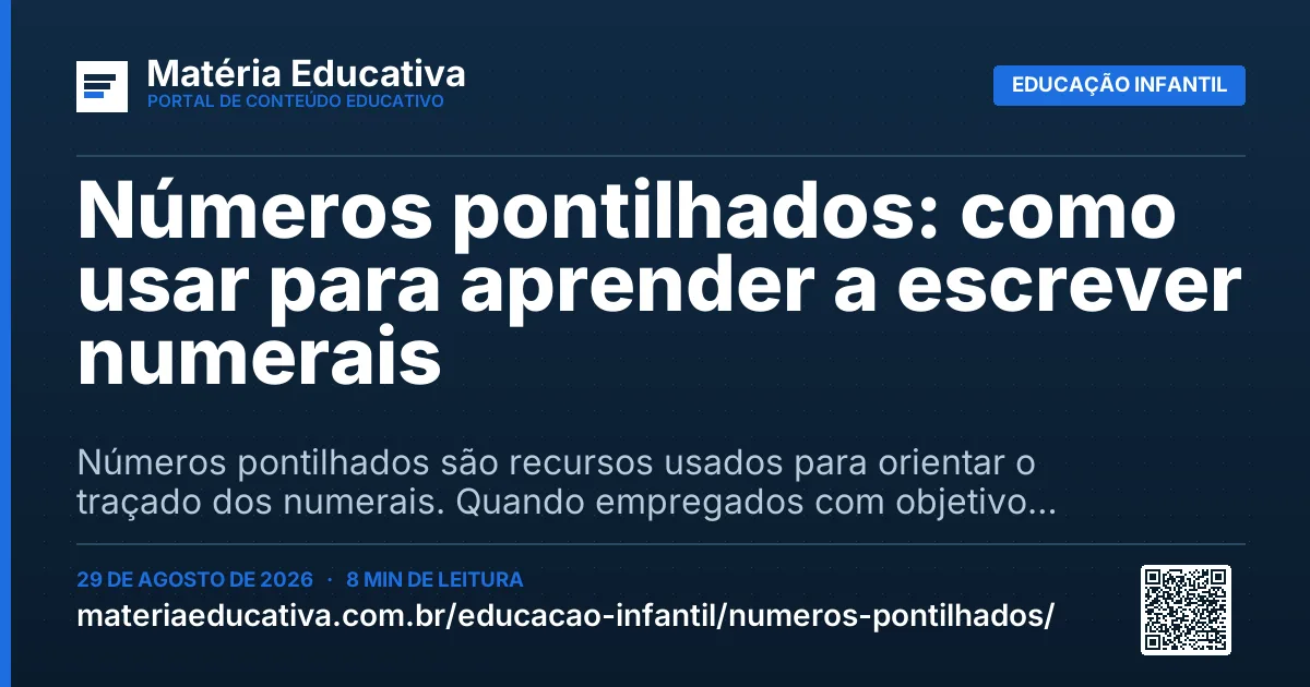 Resumo visual: Números pontilhados: como usar para aprender a escrever numerais
