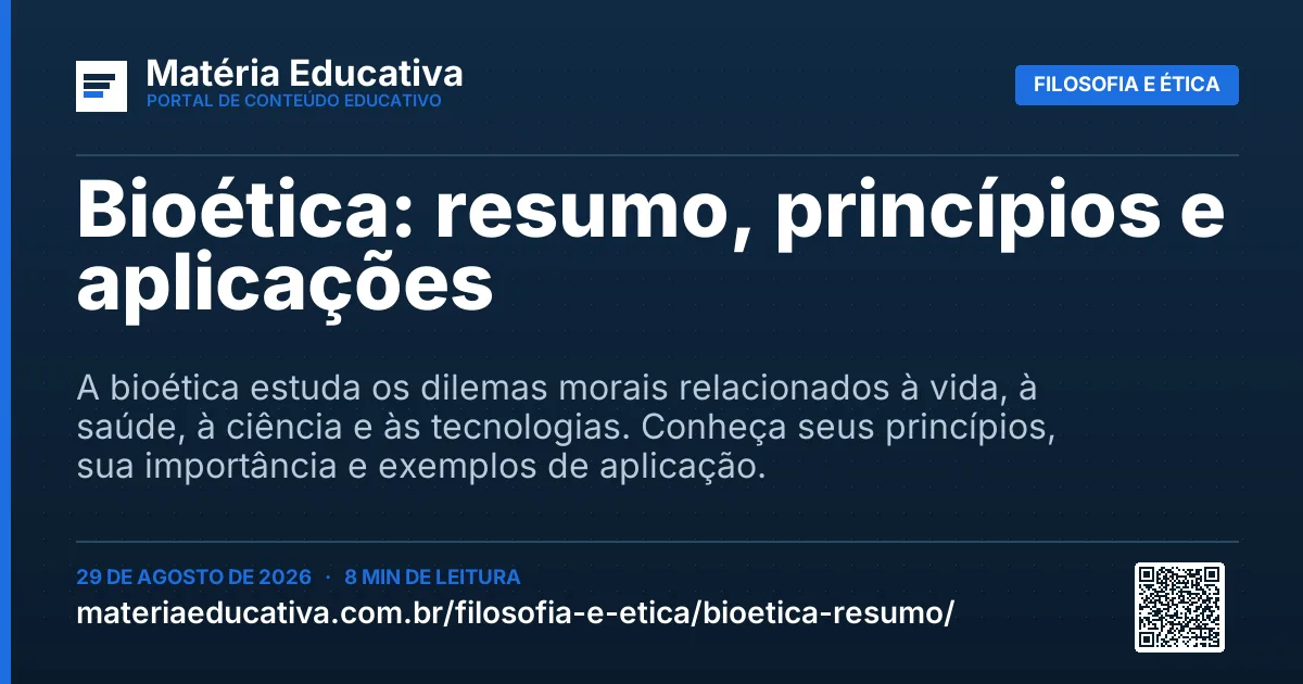 Resumo visual: Bioética: resumo, princípios e aplicações