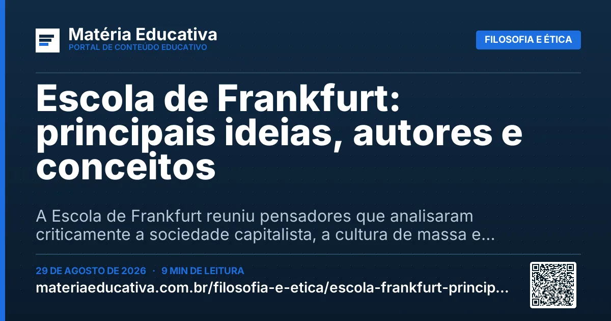 Resumo visual: Escola de Frankfurt: principais ideias, autores e conceitos