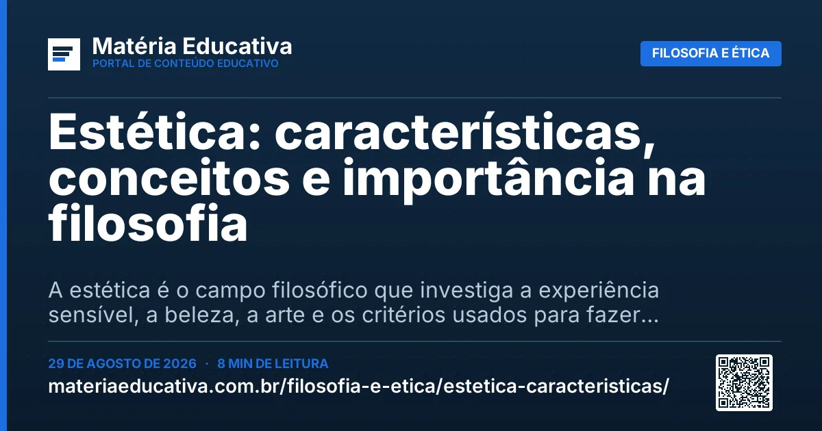 Resumo visual: Estética: características, conceitos e importância na filosofia