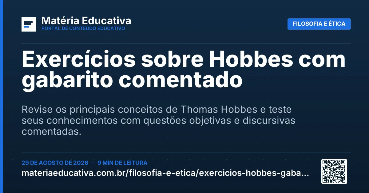 Resumo visual: Exercícios sobre Hobbes com gabarito comentado