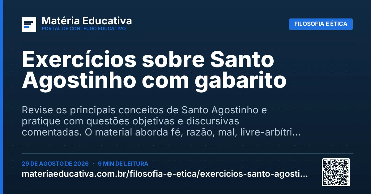 Resumo visual: Exercícios sobre Santo Agostinho com gabarito