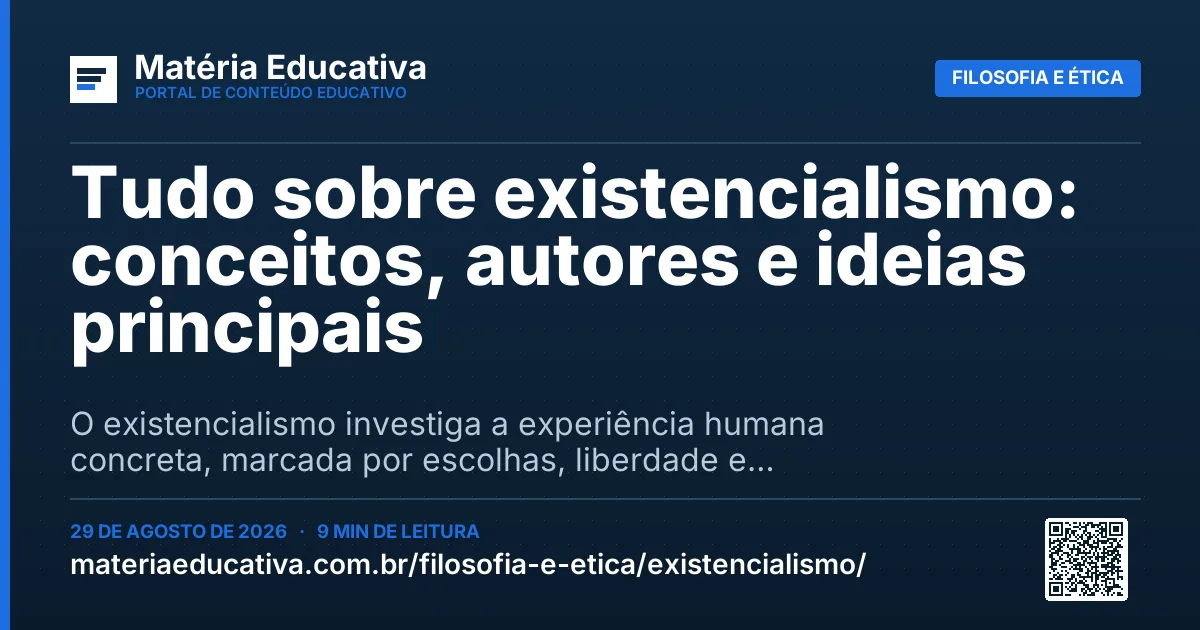 Resumo visual: Tudo sobre existencialismo: conceitos, autores e ideias principais