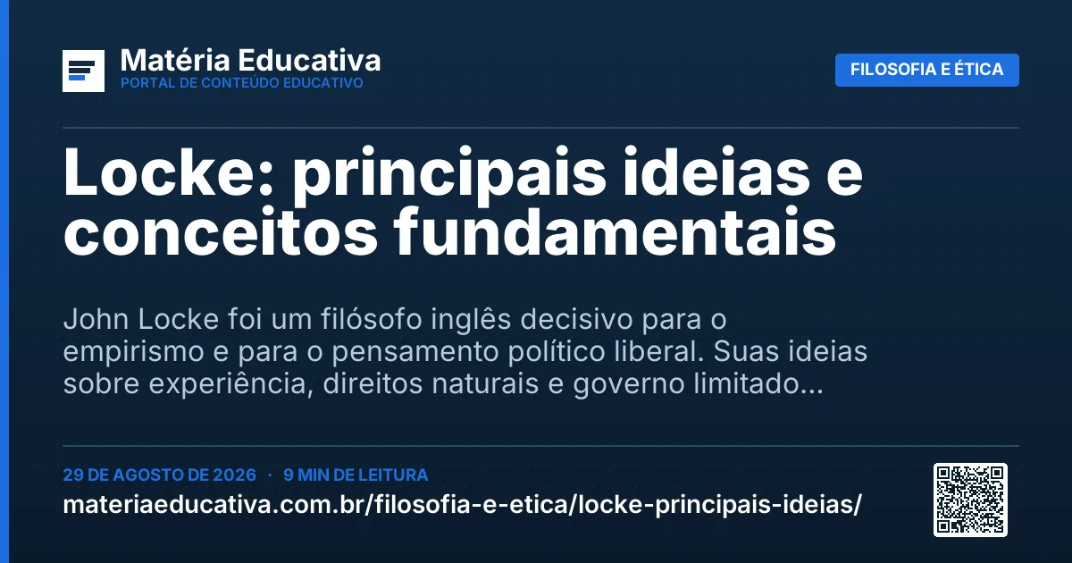 Resumo visual: Locke: principais ideias e conceitos fundamentais