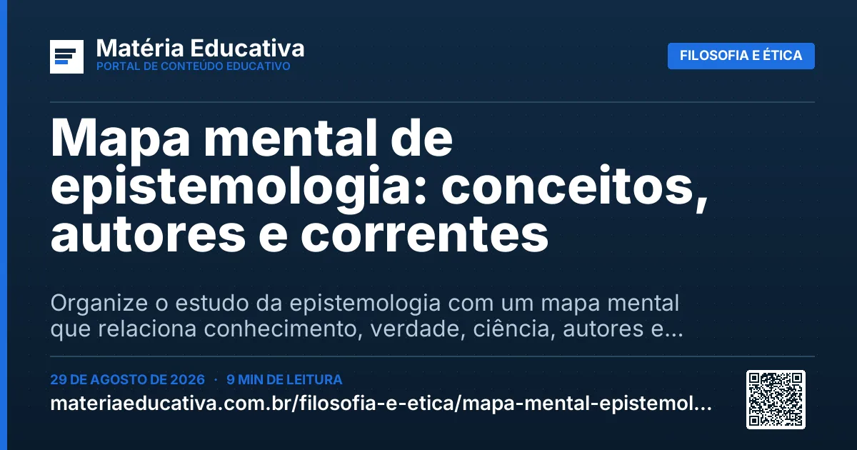 Resumo visual: Mapa mental de epistemologia: conceitos, autores e correntes