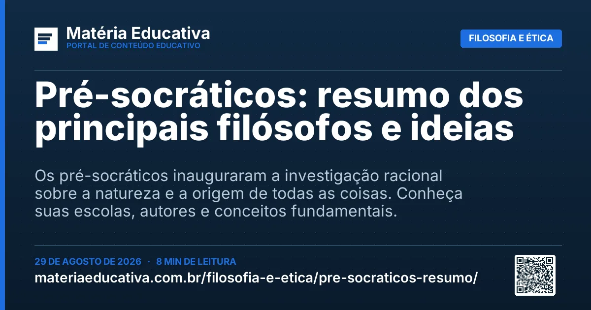 Resumo visual: Pré-socráticos: resumo dos principais filósofos e ideias