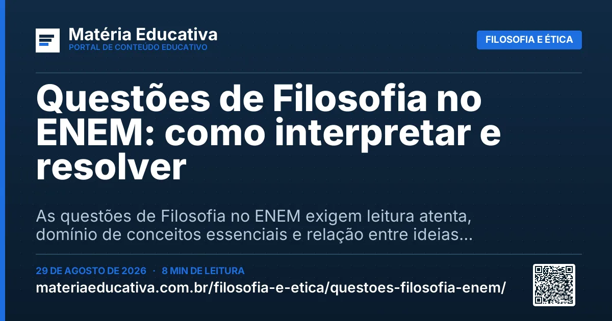 Resumo visual: Questões de Filosofia no ENEM: como interpretar e resolver