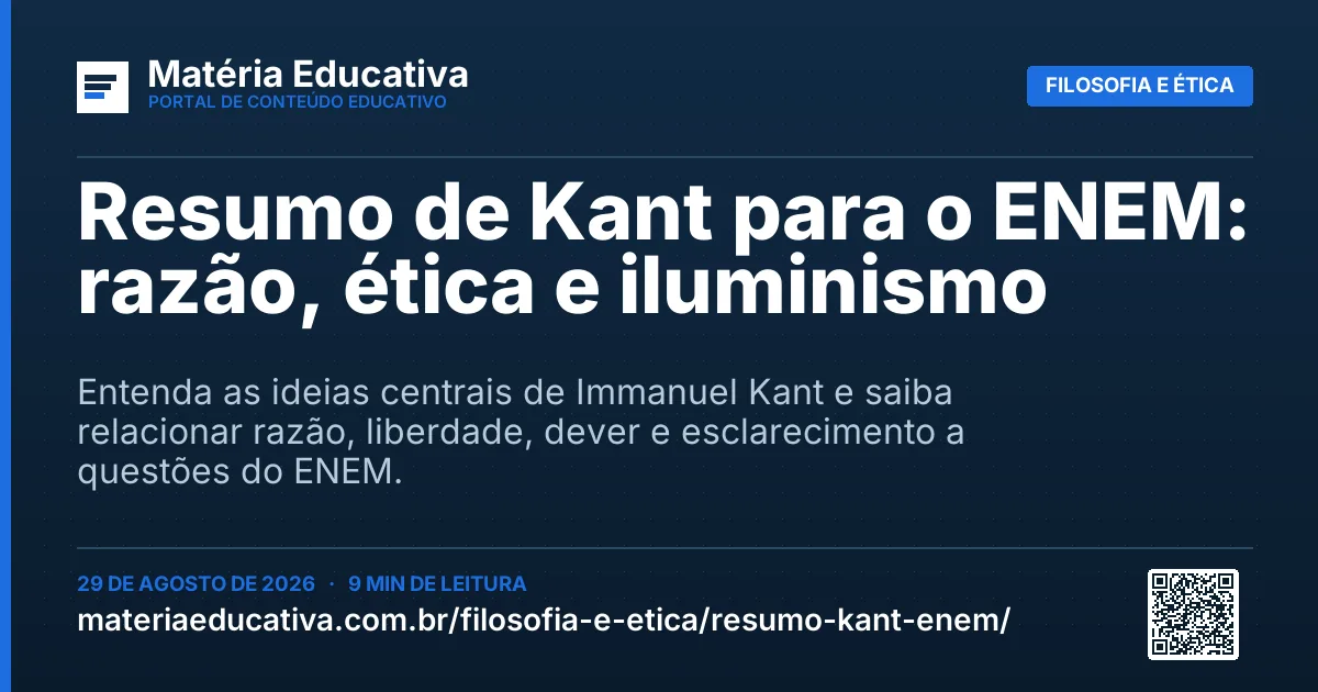 Resumo visual: Resumo de Kant para o ENEM: razão, ética e iluminismo